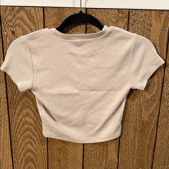 Garage Cream Ribbed Cropped Tee - Picture 3 of 6